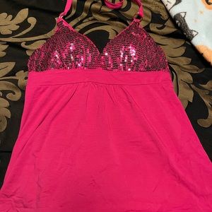 VS Hot Pink Sequined Halter Top